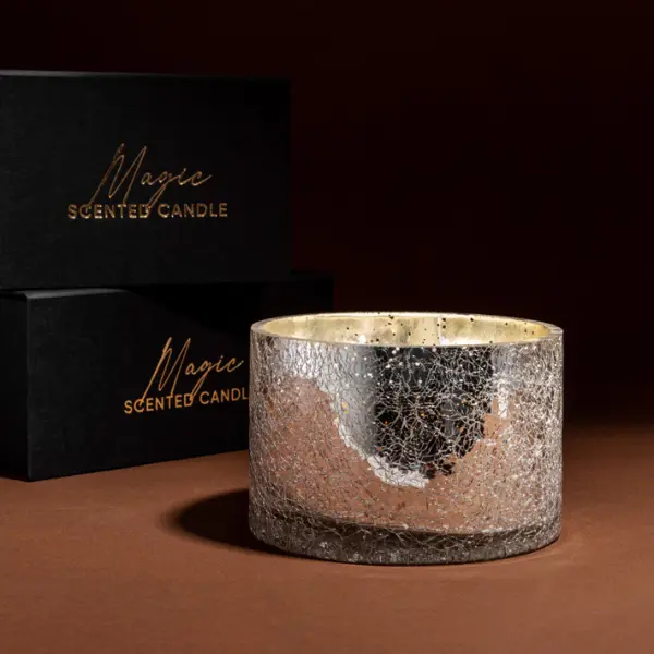 Свеча в стакане БЕРГАМОТ, D10xH8 см, стекло, серебро