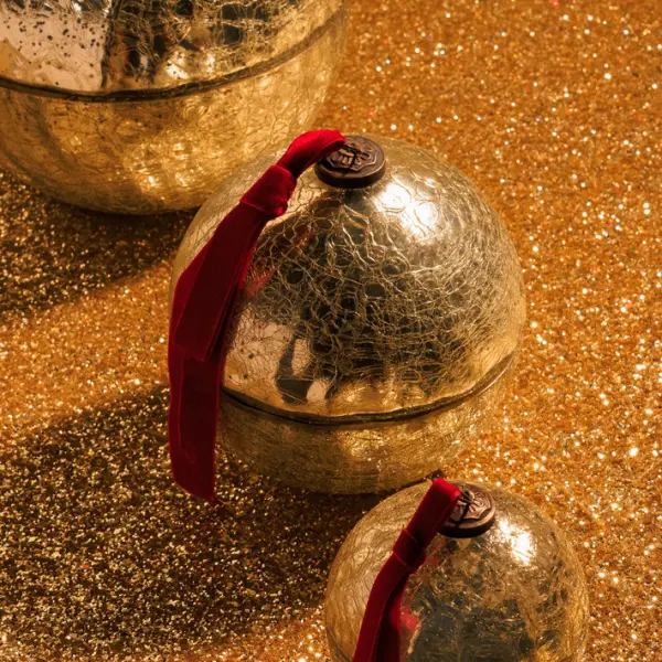 Ароматическая свеча ГЛИНТВЕЙН, кракелюр, 15 см, стекло, золотой