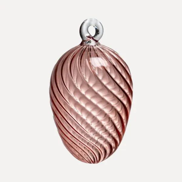 Подвес ручной работы ЯЙЦО 6x7 см, стекло, темно-розовый