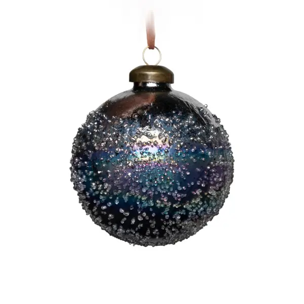 Шар засахаренный D8 см, стекло, голубой