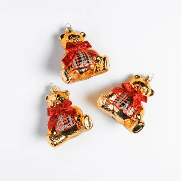 Подвес МИШКА 10х6х11 см, стекло, золотой