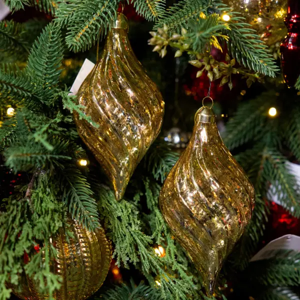 Подвес МИНДАЛЬ 8x15 см, стекло, золотой