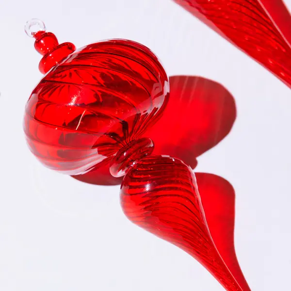 Подвес ручной работы 10x23 см, стекло, красный