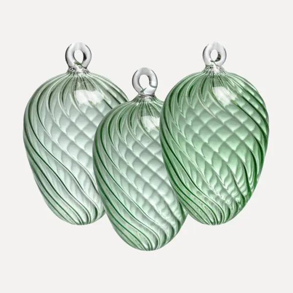 Набор украшений ручной работы ЯЙЦА, H8 см, 3 шт, светло-мятный, мятный, тёмно-мятный