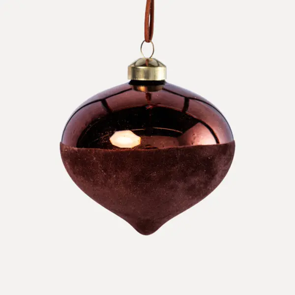 Подвес ЛУКОВИЦА D10 см, стекло, флок, темно-коричневый