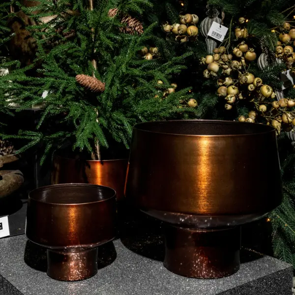 Набор из 3-х кашпо 32x29, 23х20, 18х16 см, металл, медный