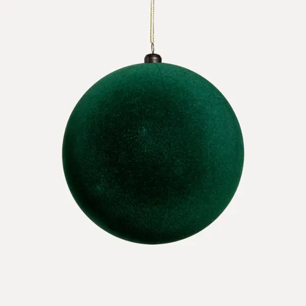 Шар D15 см, пластик, флок, темно-зеленый