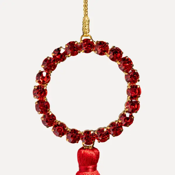 Подвес КОЛЬЦО с кристаллами H24 см, металл, стекло, красный