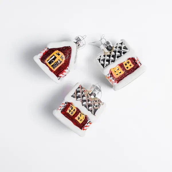 Подвес ДОМИК 7х7х8 см, стекло, красный