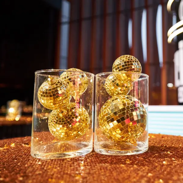 Шары в наборе ДИСКО D6 см, 6 шт, зеркальный, пенопласт, золотой