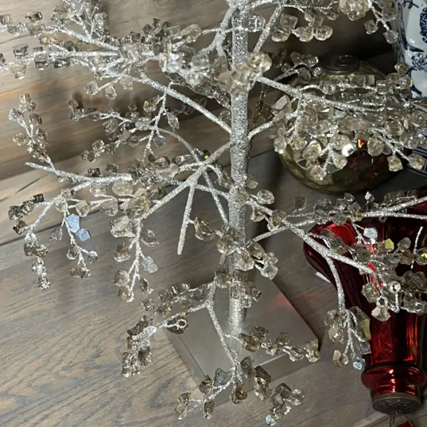 Елка из камней, 45x76 см, стекло, серебряный