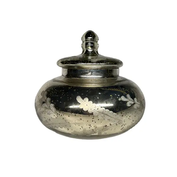 Ваза с крышкой, 18х17 см, стекло, серебряный