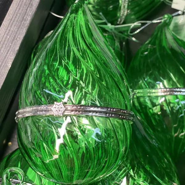 Подвес КАПЛЯ ШКАТУЛКА 8x12 см, стекло, зелёный