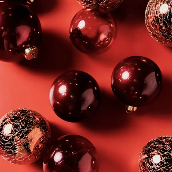 Шары в наборе D8 см, 9 шт, пластик, красный