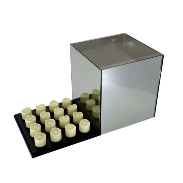 Подсвечник БЕСКОНЕЧНОСТЬ на 16 свечей 25х25х28 см, стекло, дерево, серый