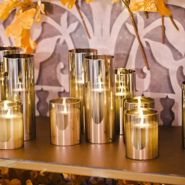 Светодиодная свеча 7,5х10 см, пластик, стекло, парафин, дымчатый