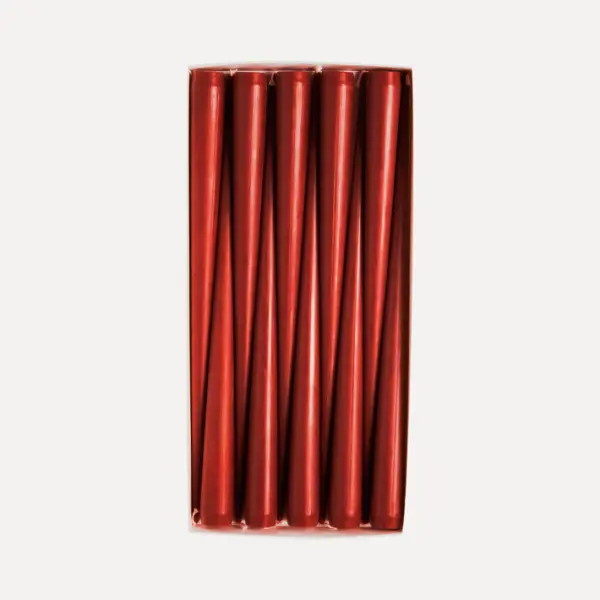 Набор конусных свечей в коробке, 29 см, 10 шт, воск, красный