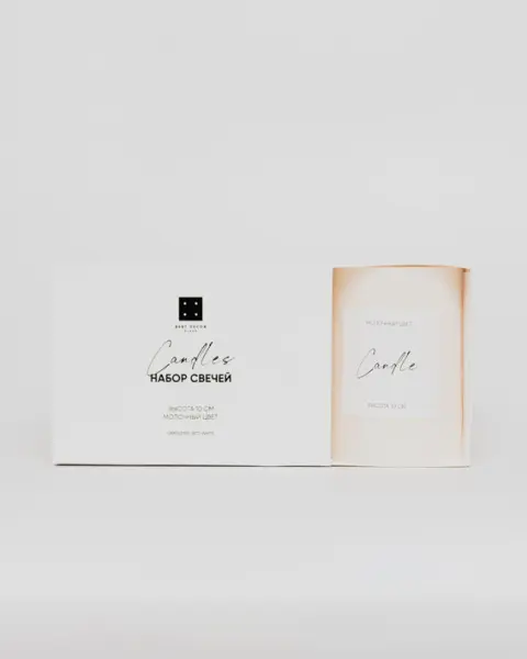 Набор свечей столбики в коробке, 7х10 см, 2 шт, воск, белый