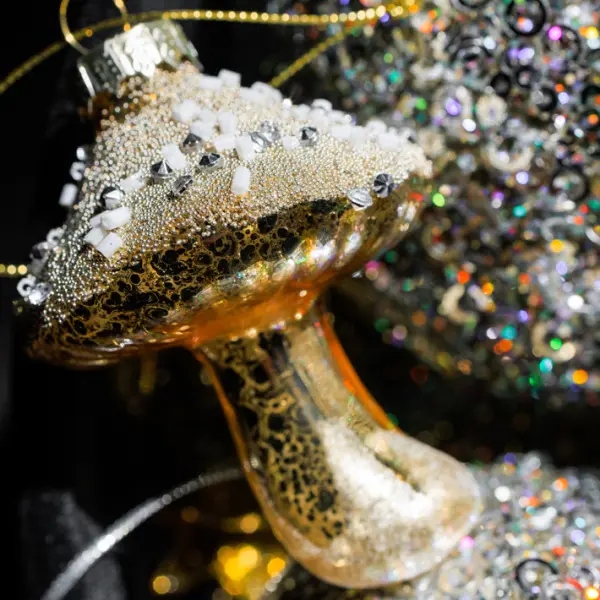 Подвес ГРИБ H8 см, стекло, белый, шампань