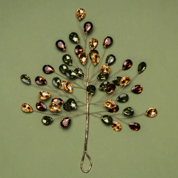 Подвес ВЕТКА L15 см из кристаллов, акрил, золотой, зеленый, коричневый