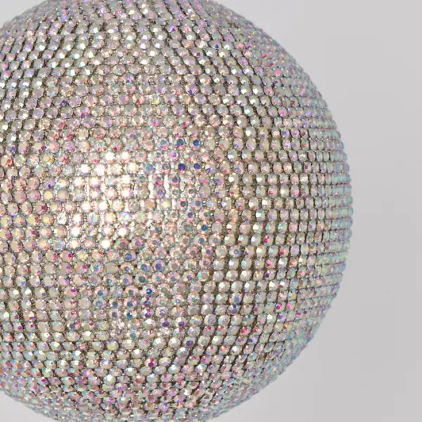 Шар D12 см c кристаллами, пластик, стекло, серебряный, мультиколор