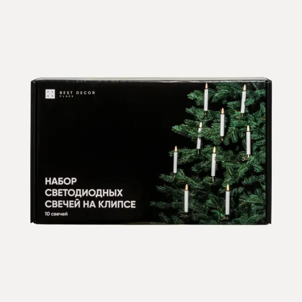 Набор светодиодных свечей на клипсе, 10 шт, 1,5х11,5 см, пластик, белый