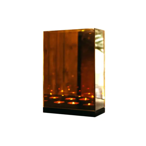 Подсвечник БЕСКОНЕЧНОСТЬ на 3 свечи 18х8х25 см, стекло, дерево, серый