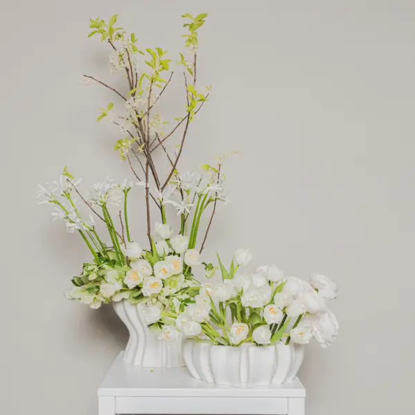 Ваза с 3D рисунком 29x20 см, керамика, белый