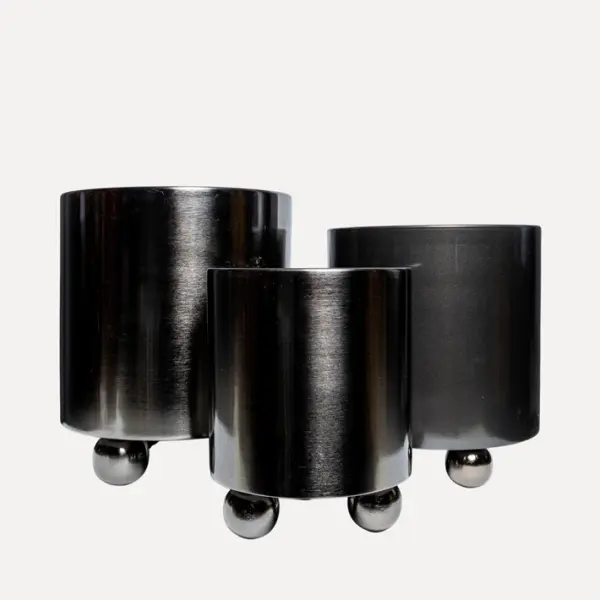 Набор из 3-х кашпо на круглых ножках 27x33, 25х31, 20х25 см, металл, серебряный