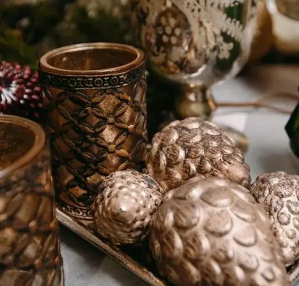 Подсвечник 8х12 см, стекло, бронзовый