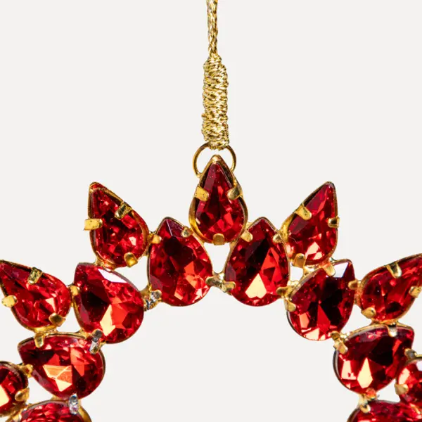 Подвес КОЛЬЦО с кристаллами D9 см, стекло, металл, красный