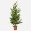 Ель в кашпо с шишками, H123 см, пластик, зеленый