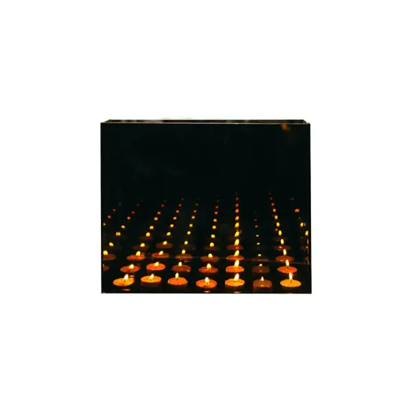 Подсвечник БЕСКОНЕЧНОСТЬ на 7 свечей 38х8х32 см, стекло, дерево, серый