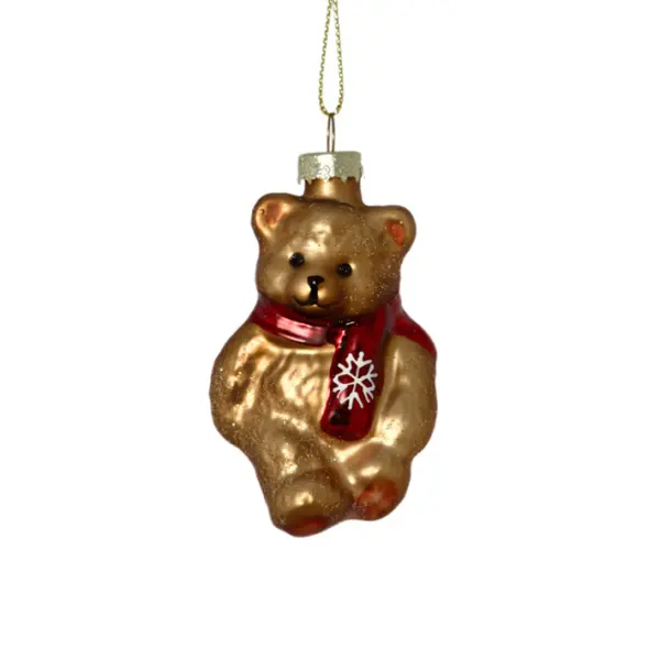 Подвес МИШКА 5х4х9 см, стекло, темно-золотой