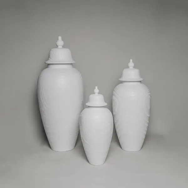 Ваза с крышкой 34х79 см, дерево, белый Ваза с крышкой 34х79 см, дерево, белый