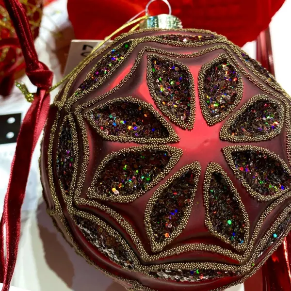 Шар D10 см, стекло, красный