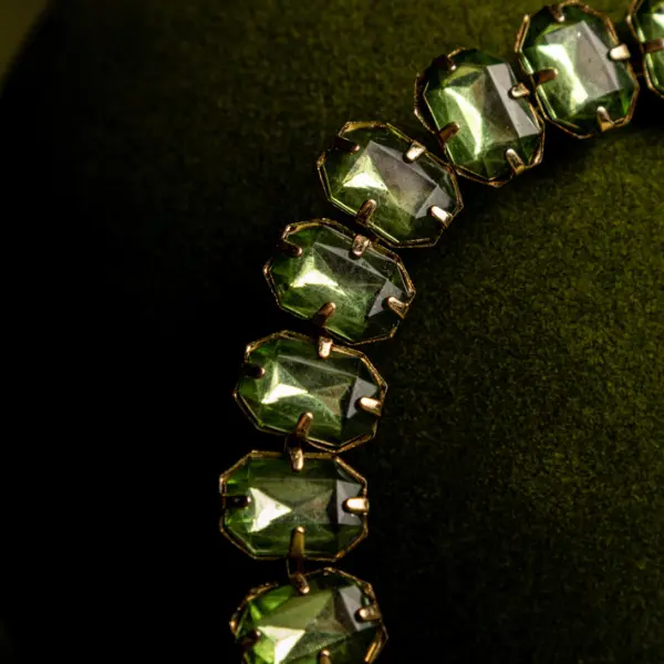 Подвес КОЛЬЦО с кристаллами D12 см, стекло, металл, зеленый