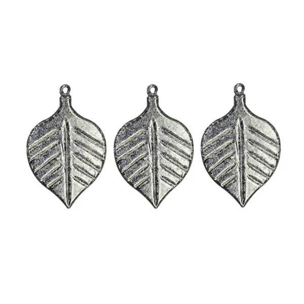 Подвесы в наборе ЛИСТЬЯ H10 см, 3 шт, стекло, серебряный