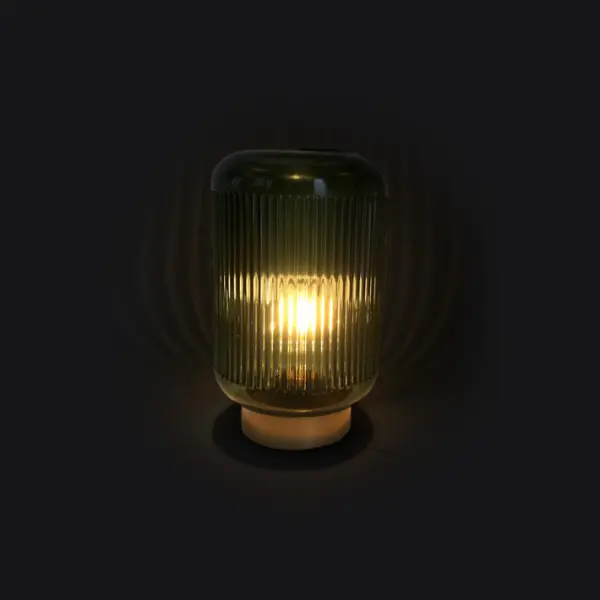 Светильник на металлической подставке H21 см, стекло, тёмно-зелёный