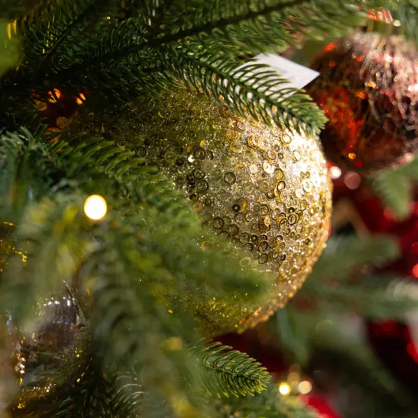 Шар D10 см с пайетками, пенопласт, шампань